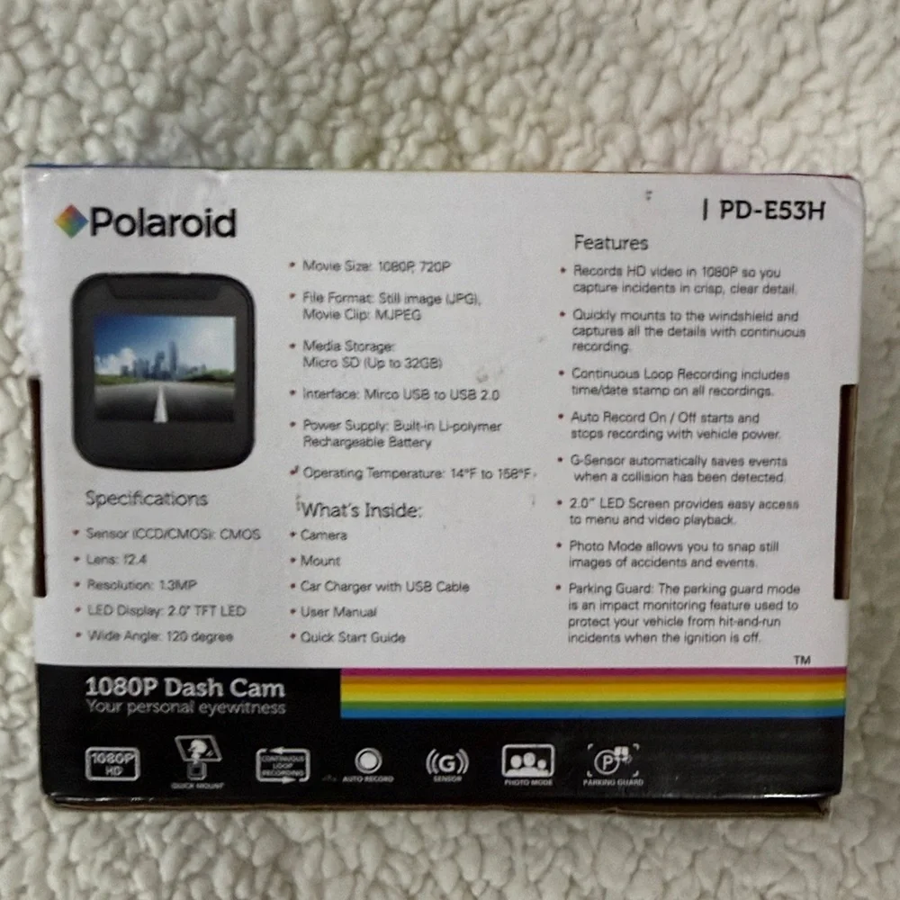 Polaroid Black and White 1080P HD Dash Cam